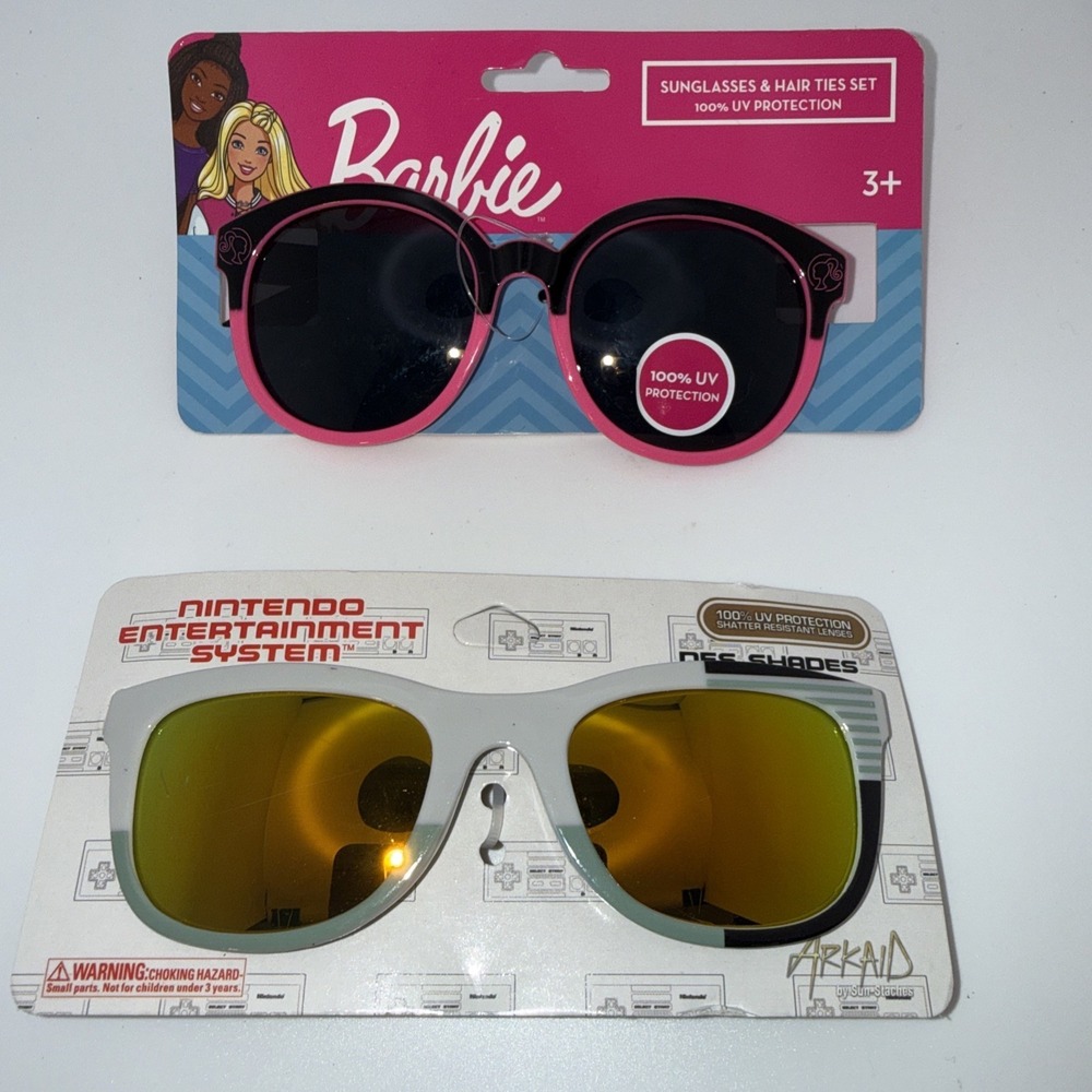 2 NWT Pairs -Nintendo SuperMario Brothers & Pink Barbie Kid Sunglasses-Authentic